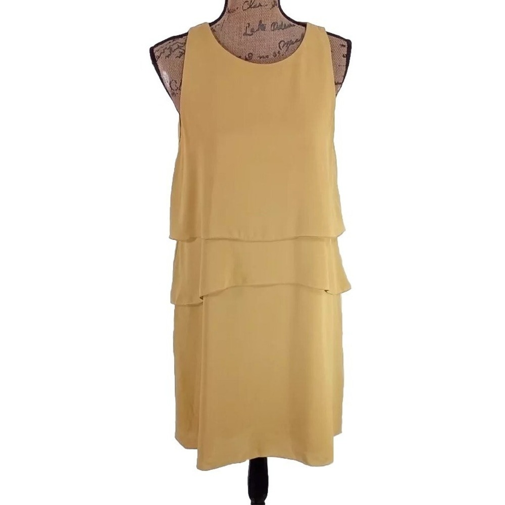 Banana Republic Dress 10 Mustard Yellow Layer Sheath Sleeveless Business‎ Office